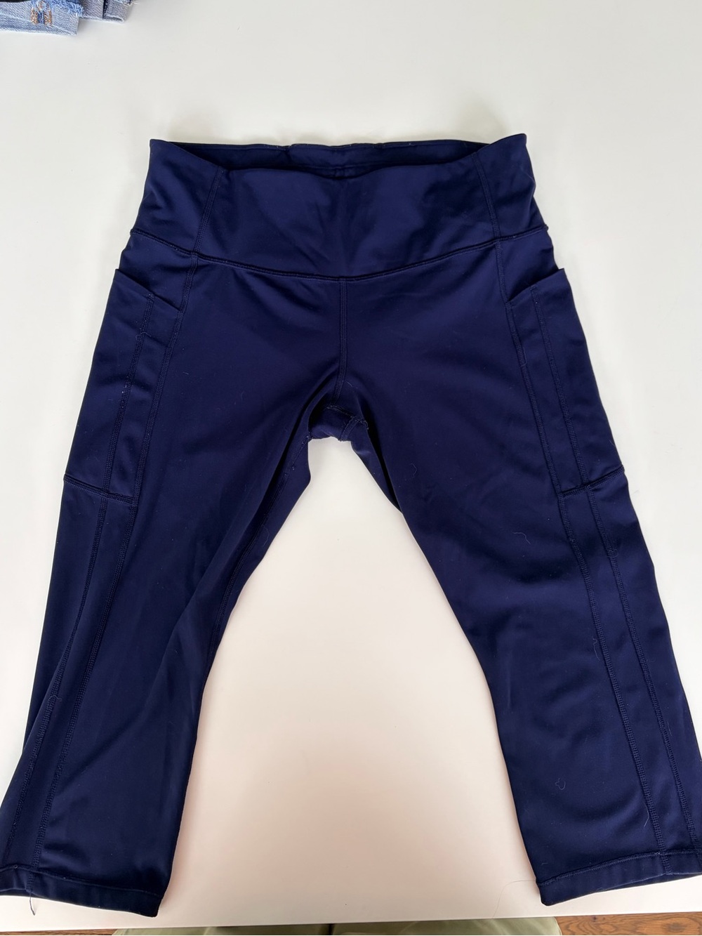 Athleta Deep Navy Capri Leggings with Side Pockets